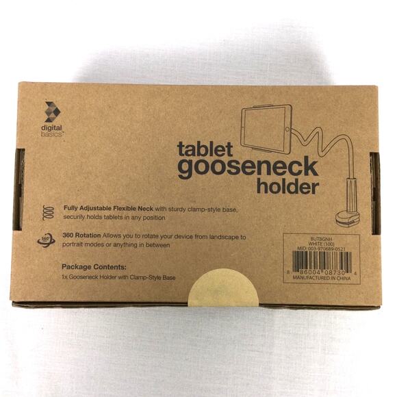Digital Basics Tablet Gooseneck Holder White Fully Adjustable 360 Rotation - Picture 2 of 7
